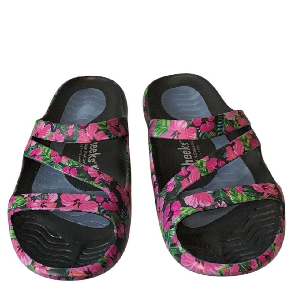 Tony Little CHEEKS Pink & Green Floral Health Comfort Slide- Size 11B - READ - Picture 5 of 9